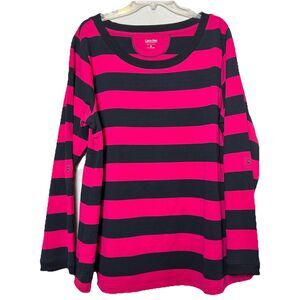 Calvin Klein Performance Quick Dry Pink Black Striped Shirt Women’s Plus Size 2X